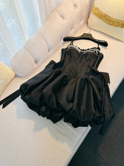 Vestidos cortos elegantes de Hoco, vestido de fiesta con tirantes finos, negros, para el regreso a casa de octavo grado, trajes de verano para la escuela secundaria DH79