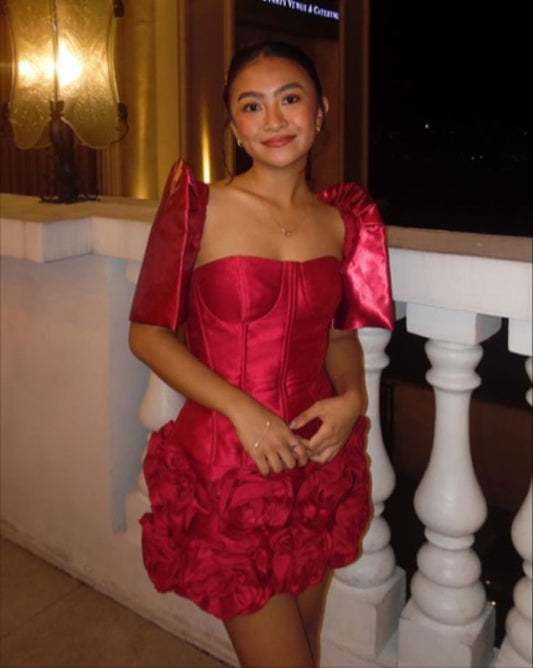 Hermoso vestido de fiesta de satén rosa intenso con escote cuadrado para octavo grado, vestido de verano para escuela secundaria, traje de fiesta DH806