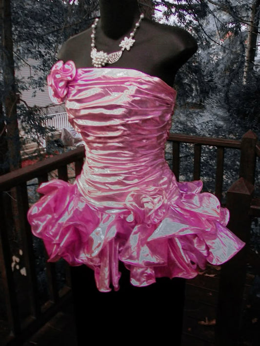 Hermoso vestido de fiesta sin tirantes de satén rosa, corto, formal, para octavo grado, vestido de verano para escuela secundaria, traje de fiesta DH829