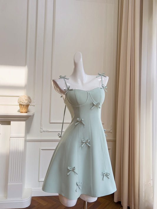 Vestidos cortos elegantes de Hoco, corte A, tirantes finos, verde menta, vestidos formales para el regreso a casa de octavo grado, trajes de verano para el regreso a casa de la escuela secundaria DH82