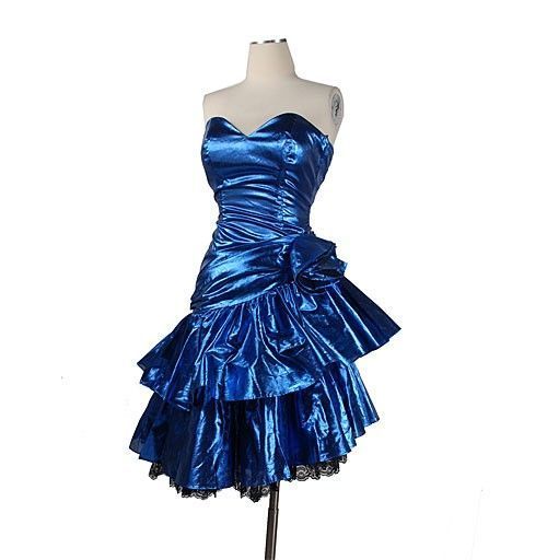 Vestido de fiesta vintage de satén azul rey con escote corazón para octavo grado, vestido de verano para escuela secundaria, DH833