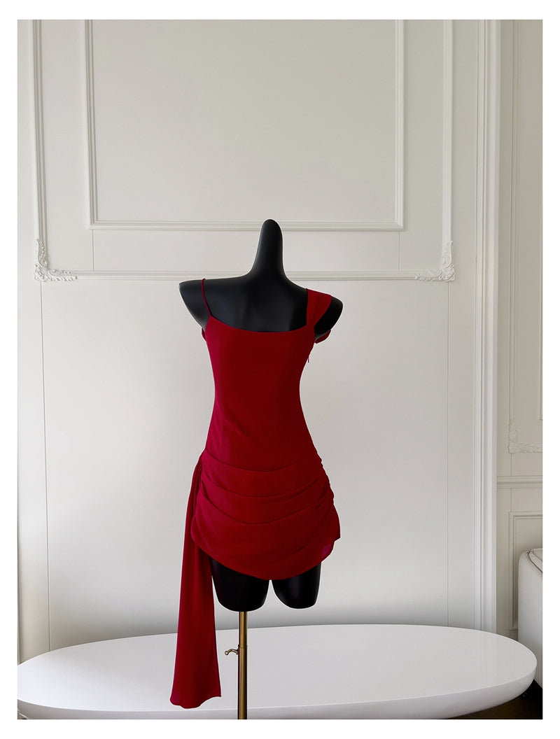 Vestidos cortos elegantes de Hoco, con tirantes finos, rojos, para el regreso a casa de octavo grado, atuendos de verano para la escuela secundaria DH83