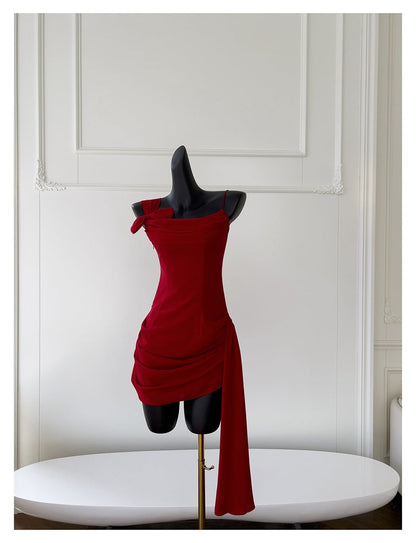 Vestidos cortos elegantes de Hoco, con tirantes finos, rojos, para el regreso a casa de octavo grado, atuendos de verano para la escuela secundaria DH83