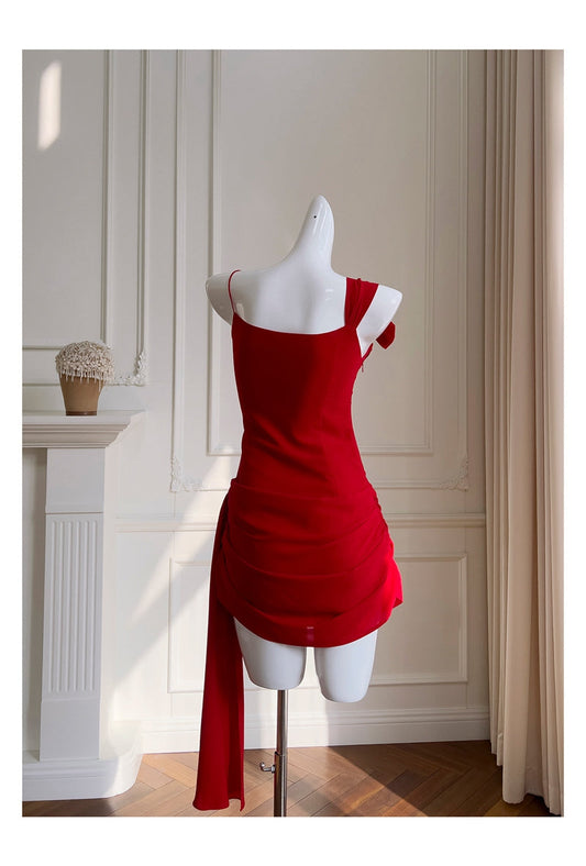 Vestidos cortos elegantes de Hoco, con tirantes finos, rojos, para el regreso a casa de octavo grado, atuendos de verano para la escuela secundaria DH83