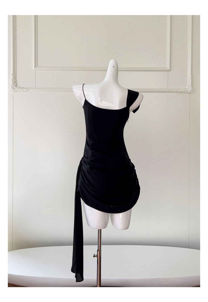 Vestidos cortos elegantes de Hoco, con tirantes finos, negros, formales para el regreso a casa de octavo grado, trajes de verano para la escuela secundaria DH84