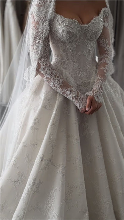 Vestido de novia etéreo, vestido de fiesta con hombros descubiertos, tul y encaje, blanco, DH854