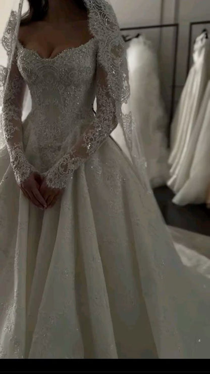 Vestido de novia etéreo, vestido de fiesta con hombros descubiertos, tul y encaje, blanco, DH854