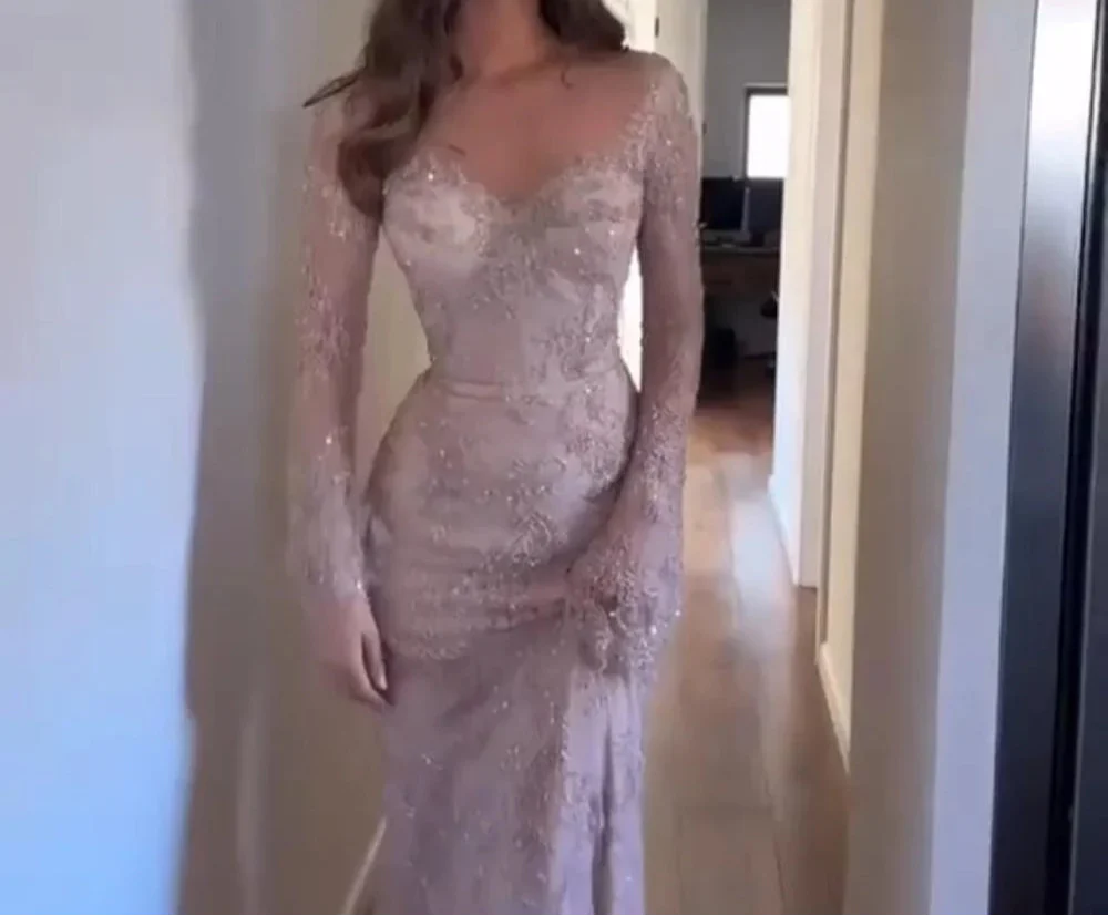 Ethereal Wedding Dress Sheath V Neck Lace Long Sleeves White Wedding Dresses Bridal Gowns DH855