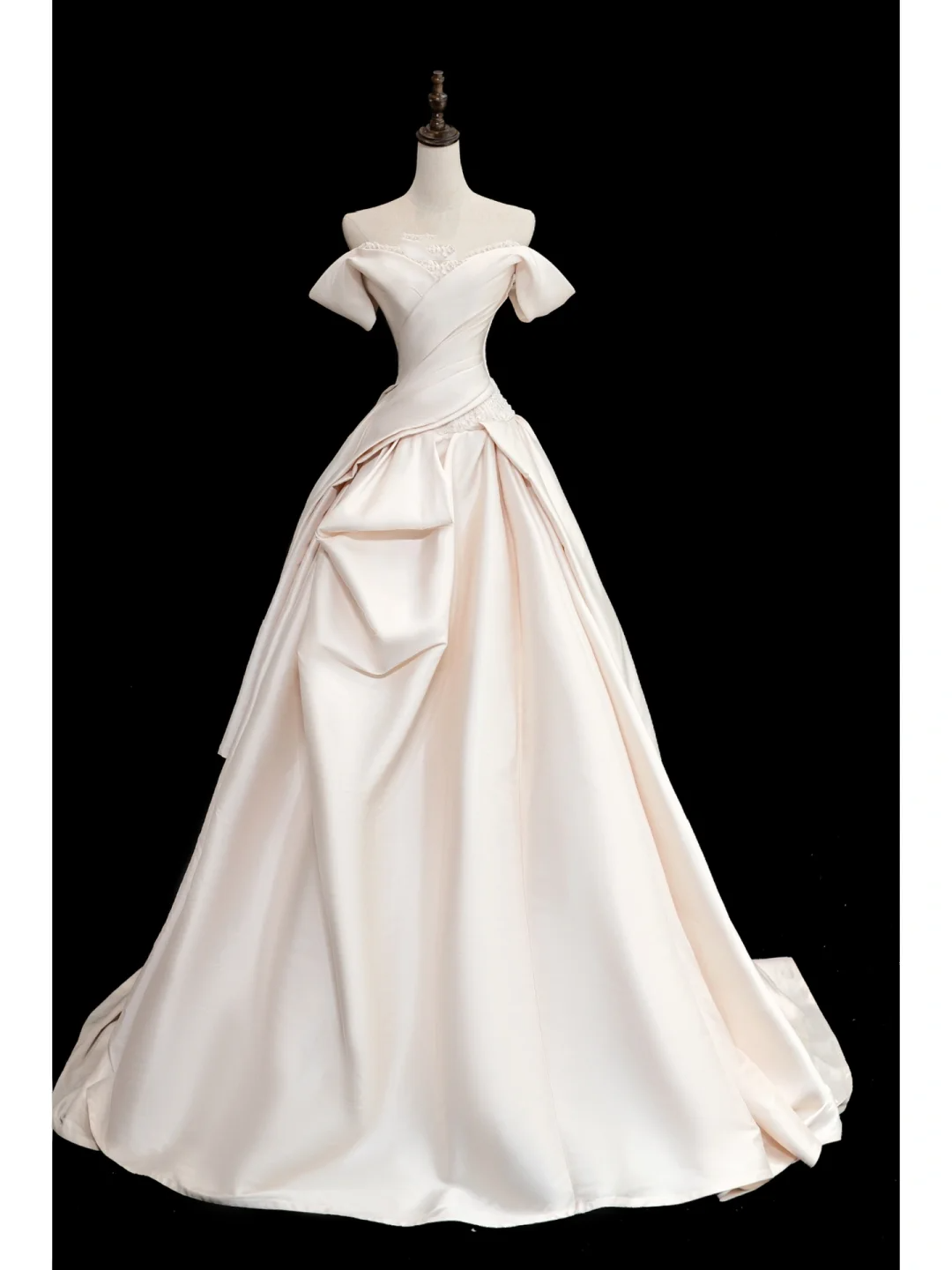 Vestido de novia atemporal, vestido de fiesta con hombros descubiertos, satén largo, rosa, elegante, DH870