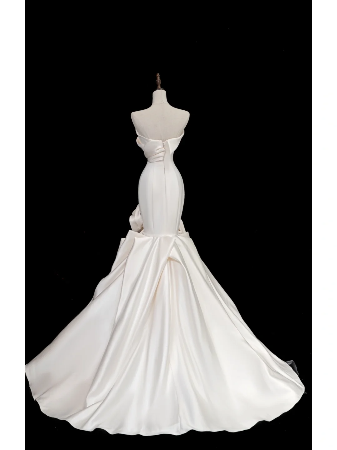 Vestido de novia atemporal de sirena sin tirantes, de satén, largo, elegante, DH874