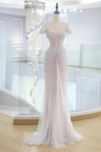 Elegante vestido de fiesta de sirena con hombros descubiertos y lentejuelas, para verano, para 20 cumpleaños y 18 años, DH883