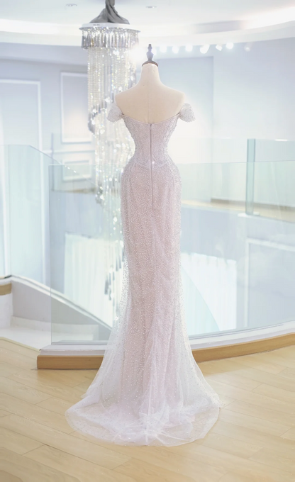 Elegante vestido de fiesta de sirena con hombros descubiertos y lentejuelas, para verano, para 20 cumpleaños y 18 años, DH883