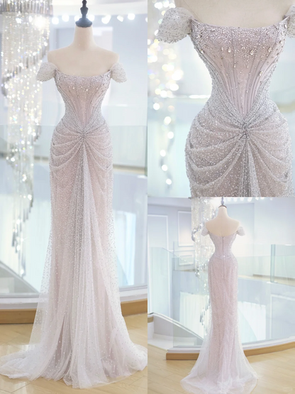 Elegante vestido de fiesta de sirena con hombros descubiertos y lentejuelas, para verano, para 20 cumpleaños y 18 años, DH883