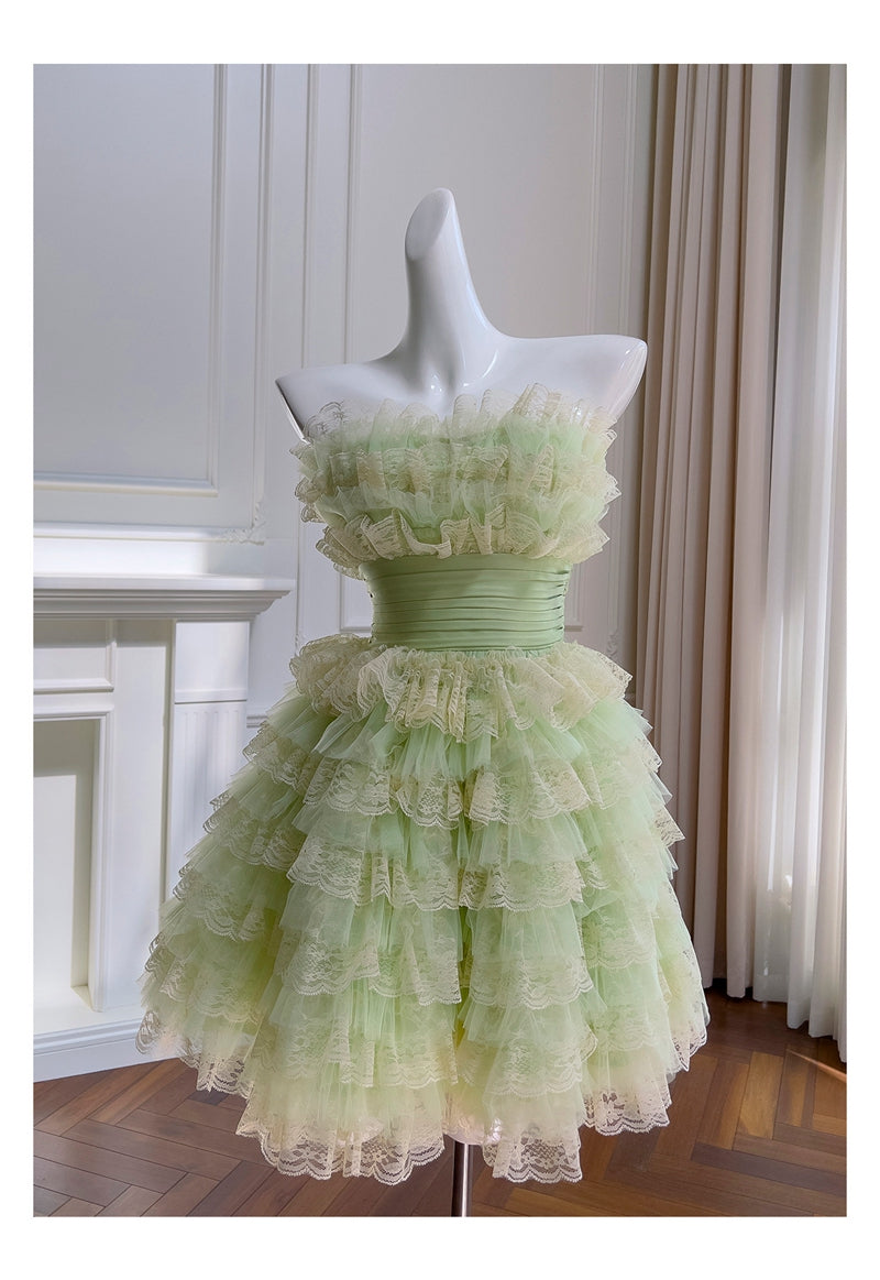 Vestido corto verde menta con tirantes finos para fiesta de bienvenida, ideal para verano, para escuela secundaria, octavo grado, DH88
