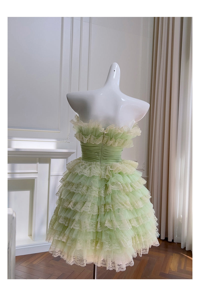 Vestido corto verde menta con tirantes finos para fiesta de bienvenida, ideal para verano, para escuela secundaria, octavo grado, DH88