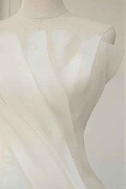 Vestido de novia atemporal, vestido de fiesta, sin tirantes, de organza, sin mangas, largo, blanco, elegante, DH892