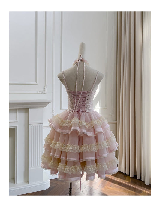 Vestido corto rosa con tirantes finos para fiesta de verano, ideal para escuela secundaria, octavo grado, DH89