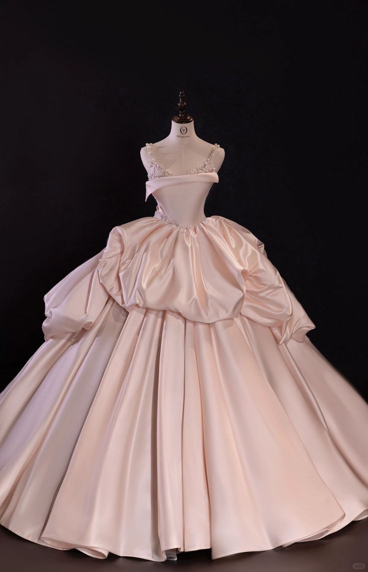 Hermoso vestido de quinceañera largo de satén rosa con tirantes finos, vestido formal de 15 años, vestido de 16 años DH901