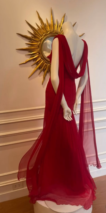 Elegante vestido de fiesta largo de gasa rosa con escote redondo y corte sirena, ideal para celebrar cumpleaños número 20 y cumpleaños número 18, DH904