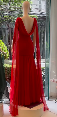 Elegante vestido de fiesta largo de gasa rosa con escote redondo y corte sirena, ideal para celebrar cumpleaños número 20 y cumpleaños número 18, DH904