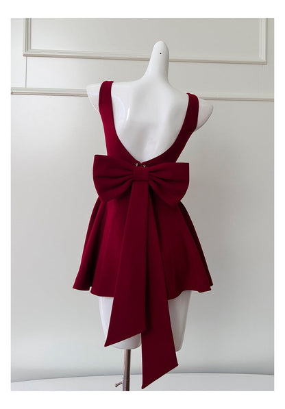 Lindos vestidos de fiesta formales de verano para octavo grado, corte A, escote cuadrado, color burdeos, cortos, para escuela secundaria, DH91