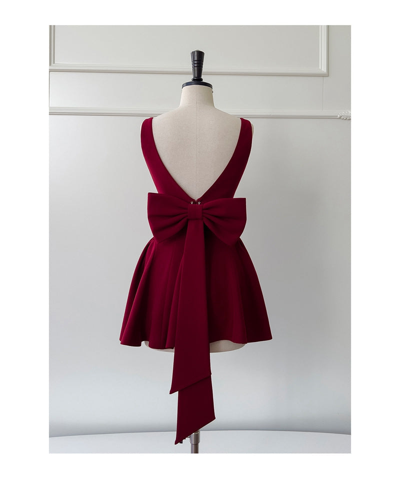Lindos vestidos de fiesta formales de verano para octavo grado, corte A, escote cuadrado, color burdeos, cortos, para escuela secundaria, DH91