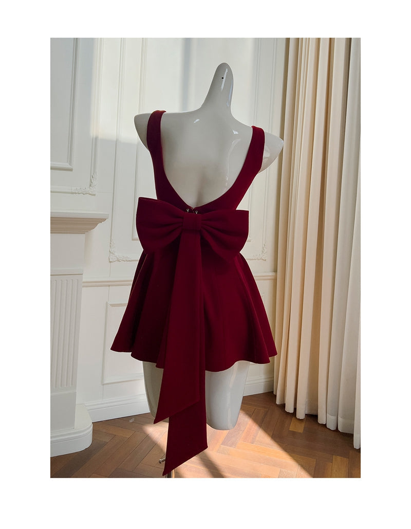 Lindos vestidos de fiesta formales de verano para octavo grado, corte A, escote cuadrado, color burdeos, cortos, para escuela secundaria, DH91