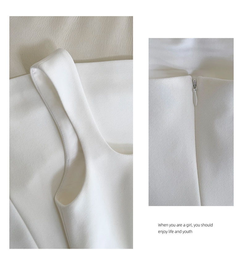 Lindos vestidos de fiesta blancos cortos con escote cuadrado y corte A para octavo grado, vestido de verano para escuela secundaria, atuendos para fiesta de bienvenida DH92