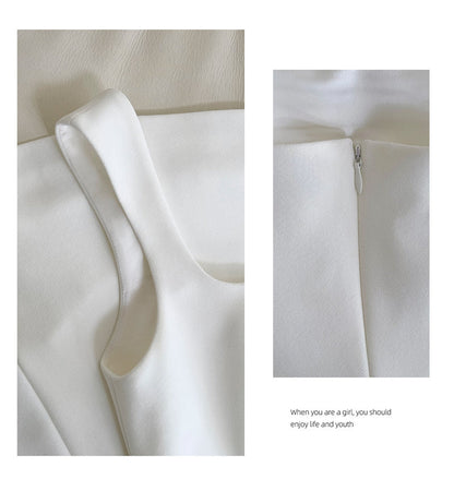 Lindos vestidos de fiesta blancos cortos con escote cuadrado y corte A para octavo grado, vestido de verano para escuela secundaria, atuendos para fiesta de bienvenida DH92