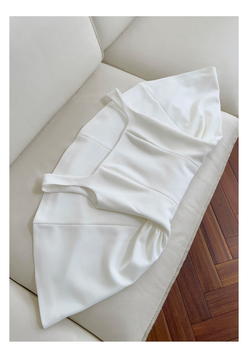 Lindos vestidos de fiesta blancos cortos con escote cuadrado y corte A para octavo grado, vestido de verano para escuela secundaria, atuendos para fiesta de bienvenida DH92