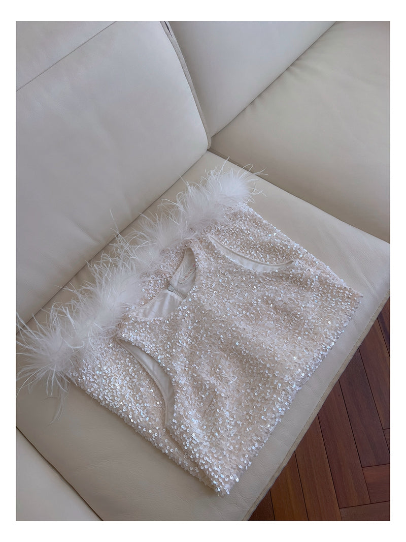 Bonitos vestidos de fiesta de verano para octavo grado, corte A, escote redondo, cortos, con lentejuelas blancas, estilo hoco, DH93