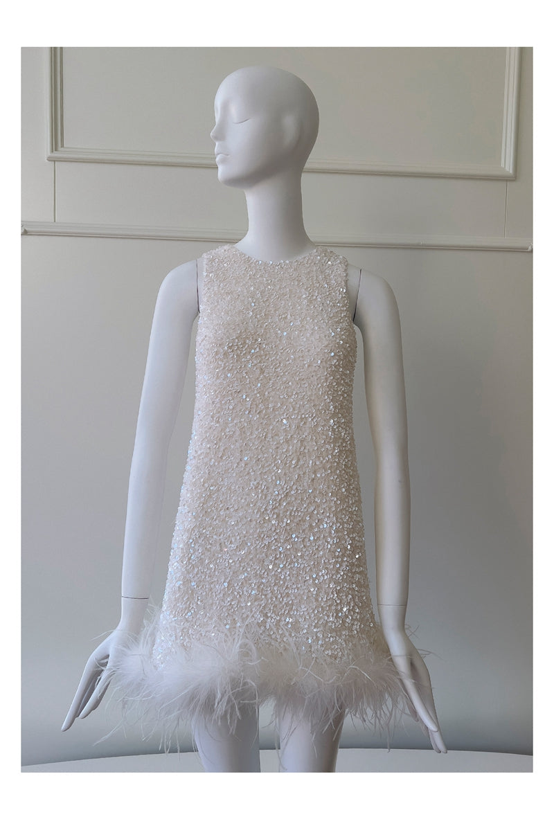 Bonitos vestidos de fiesta de verano para octavo grado, corte A, escote redondo, cortos, con lentejuelas blancas, estilo hoco, DH93