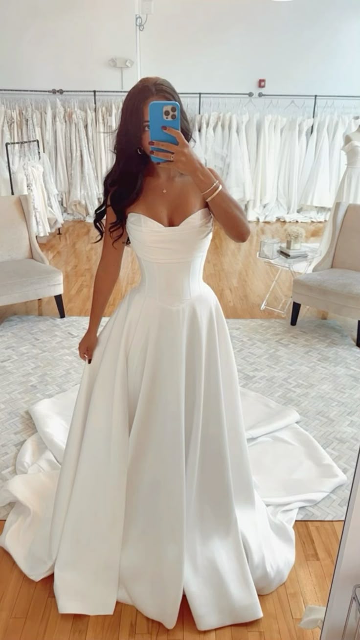 Vestido de novia único, corte A, escote corazón, satén, sin mangas, plisado, modesto, DH944