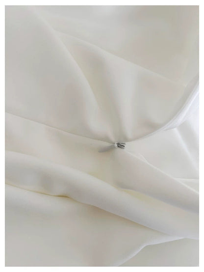 Bonitos vestidos de fiesta de satén blanco, cortos, con escote cuadrado y corte A para octavo grado, para verano, para escuela secundaria, DH97