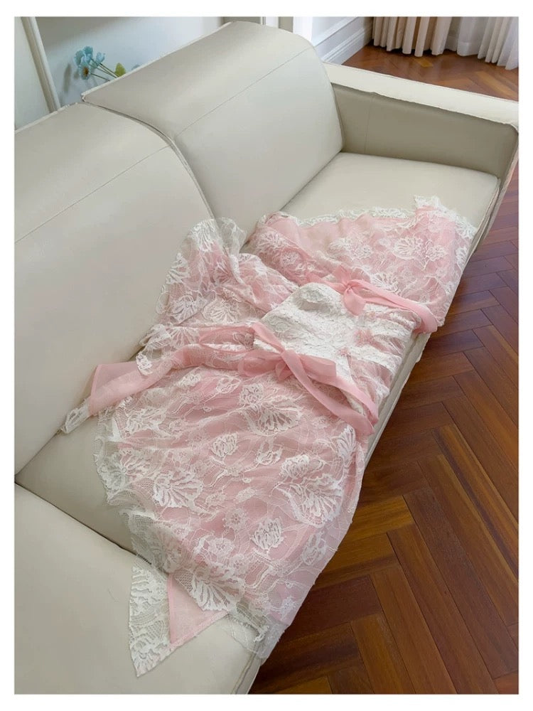 Lindos vestidos de fiesta formales de encaje rosa con escote cuadrado y corte A para octavo grado, vestido de verano para escuela secundaria, atuendos para fiesta de bienvenida DH99