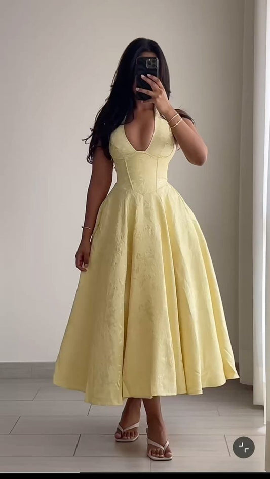 Vestido de fiesta rosa con cuello halter y satén largo para cumpleaños, vestido de fiesta, atuendo de verano para cumpleaños, DP1013