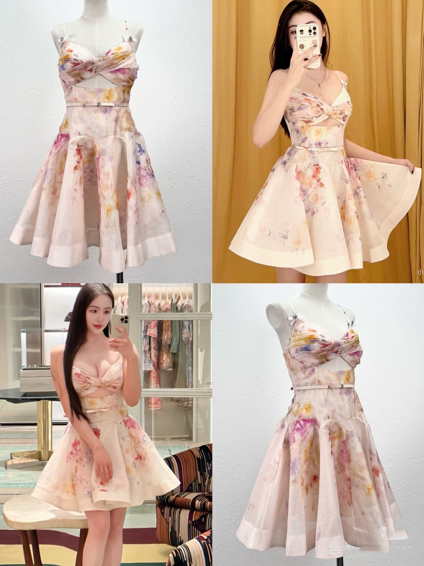 Vestido corto de verano con tirantes finos, sexy, con estampado floral rosa, para cumpleaños, para fiesta de 18 años, DP1051