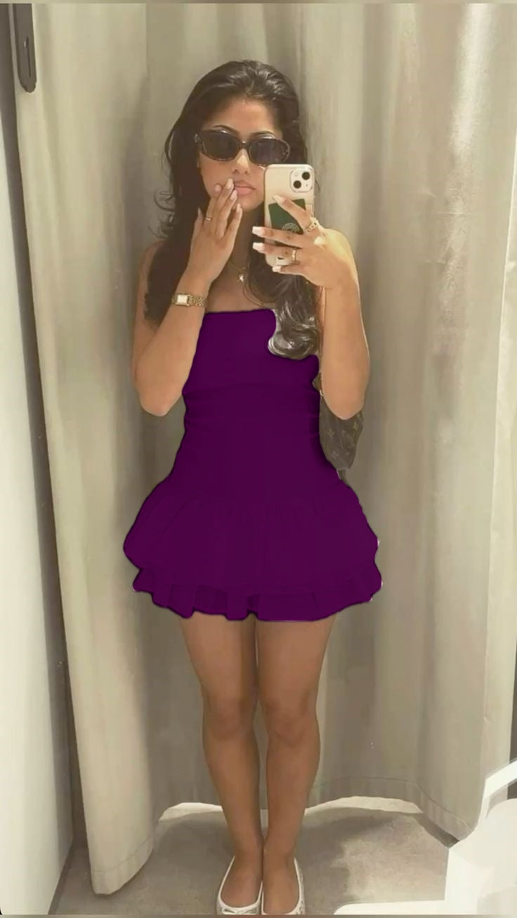 Vestido corto de verano de satén blanco, sexy, sin tirantes, para cumpleaños, minivestido de fiesta para 18 años, DP1072