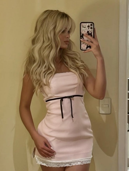 Vestido corto rosa de verano con tirantes finos y corte sexy para cumpleaños, vestido de fiesta para 18 años, minivestido de fiesta DP1092
