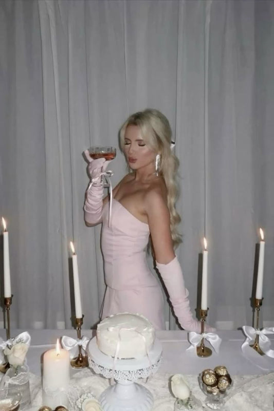 Vestido corto de verano de satén rosa, sin tirantes, estilo Hoco, para cumpleaños, para fiesta de 19 años, DP1116
