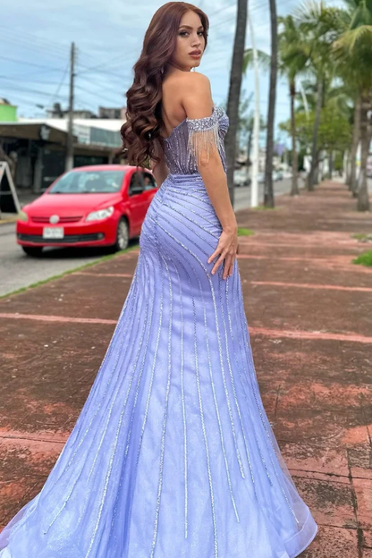 Vestido largo de sirena sexy con hombros descubiertos color champán para cumpleaños, vestido de fiesta, atuendo de verano para cumpleaños, DP1120