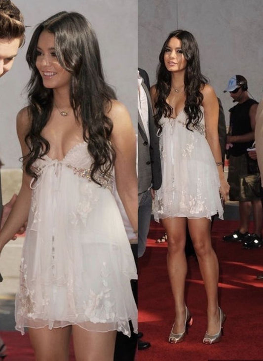 Vestido corto de verano de tul blanco con tirantes finos y corte en A, sexy, para cumpleaños, minivestido de fiesta para 18 años, DP1165