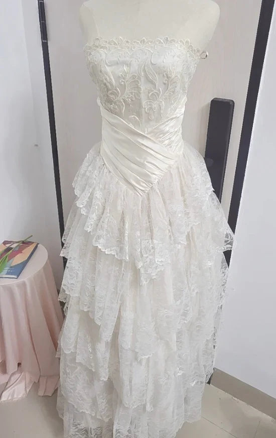 shopuniqlos--White Long Elegant Tulle Ball Gown Wedding Dress gh5565