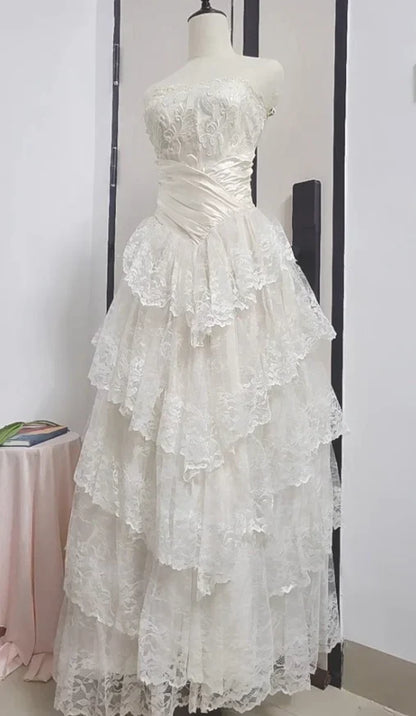 shopuniqlos--White Long Elegant Tulle Ball Gown Wedding Dress gh5565
