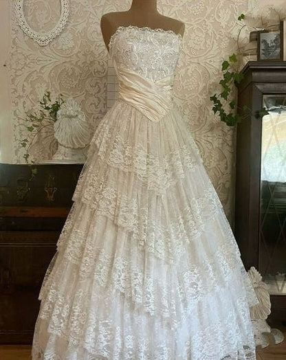 shopuniqlos--White Long Elegant Tulle Ball Gown Wedding Dress gh5565