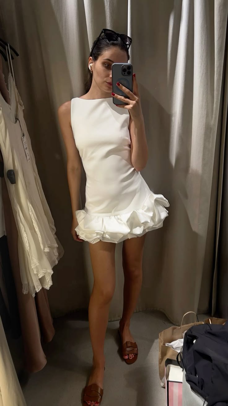 Vestido corto de satén blanco de corte A para cumpleaños, vestido de verano, minivestido de fiesta para 16 cumpleaños, DP1273