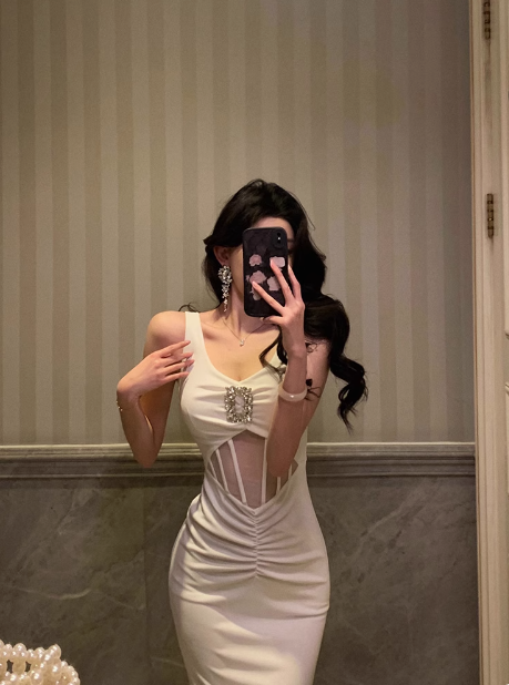 Elegante vestido blanco de sirena sin mangas para cumpleaños número 21, ideal para fiestas de cumpleaños, DP1285