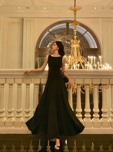 Elegante vestido negro de corte A sin mangas para cumpleaños número 21, ideal para fiestas de cumpleaños, DP1290