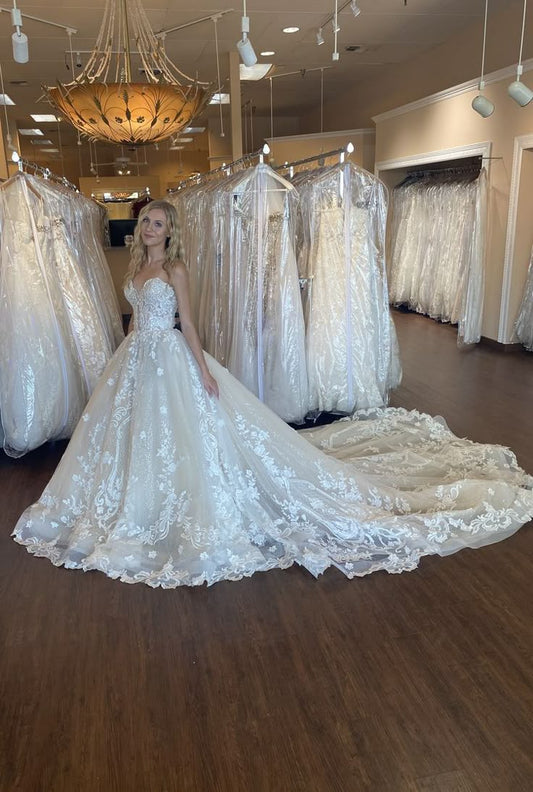 Vestido de novia clásico, vestido de fiesta, escote corazón, encaje, blanco, vestidos de novia minimalistas DP1327