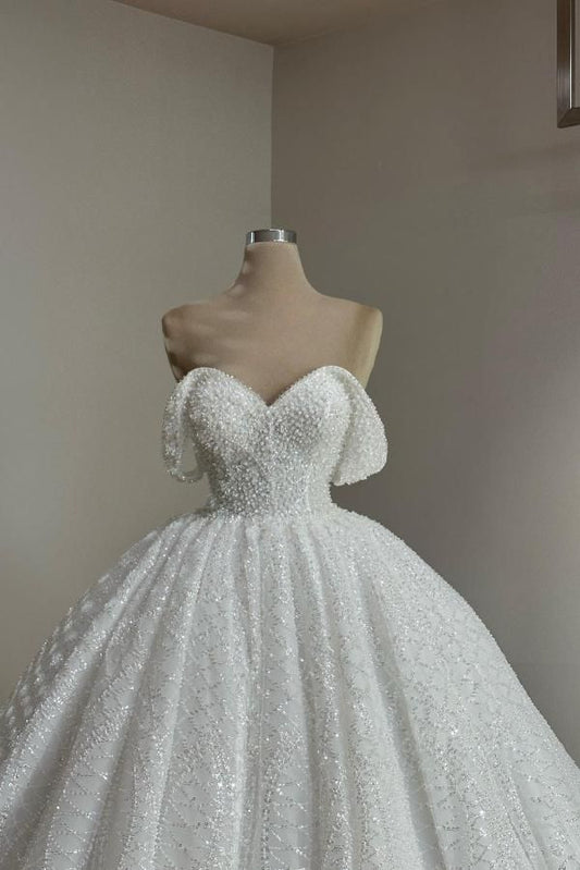 Vestido de novia etéreo, vestido de fiesta con hombros descubiertos y lentejuelas blancas, vestidos de novia DP1334
